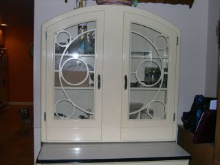 Art Deco Step Back Original Paint Kitchen Cabinet Enamel Top