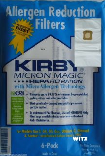 Kirby Allergen HEPA Vacuum Bag 204803 Sentria Ultimate Diamond G6 G5