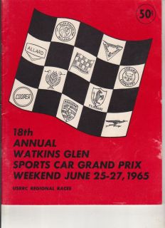 1965 Program SCCA USRRC Sports Car Race Watkins Glen Jim Hall Hap