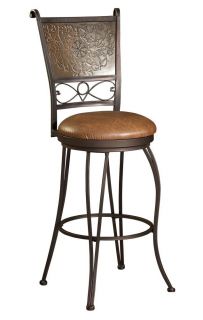 Powell Stamped Back Barstool Kitchen Bar Stool Distressed Bronze 222