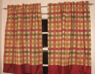 Seville Kitchen Tier 1 Pair Curtains 24 Red Check Plaid Cabin Rustic
