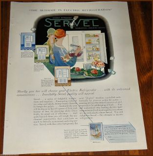 SERVEL Antique Electric REFRIGERATOR Kitchen AD Model S 10 w/S 5 & S 7