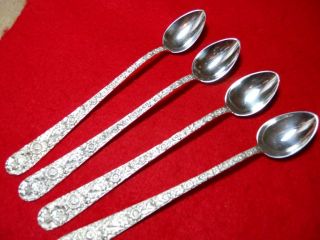 Kirk Son Sterling Silver Repousse Iced Tea Spoons