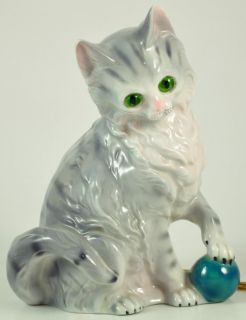 Kitty Cat with Ball Perfume Lamp Scent Night Light Vintage Gray German