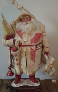 Kims Klaus OOAK Handmade Santa Claus Teddy Antique Quilt Tree Vintage