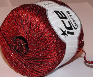 ICE Yarns knitting supplies Samira ribbon yarn 50gr ball metallic Red