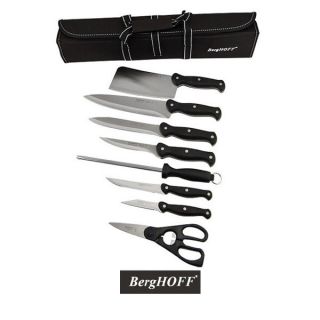 Berghoff Knife Set with Roll Bag 9 Piece Stainless Steel Kitchen Chef