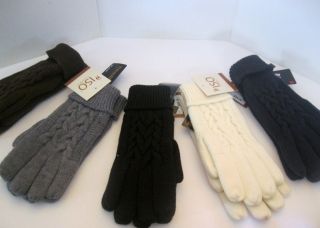 Womens Isotoner Cable Knit Gloves White Brown Navy Gray Black 28 00