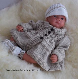 Knitting Pattern Baby Boys or Reborn Tommy Jacket Coat Peaked Cap