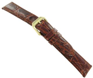 18mm Kreisler Crocodile Grain Tan Brown Leather Watch Band Strap