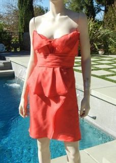 Poppy Red $2560 J Mendel Silk Organza Strapless Dress 2