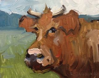 KYLE BUCKLAND PLEIN AIR STYLE cow contemporary ART OIL DAILY PAINTING