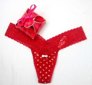 Victoria Secret Sexy Red Polka Dot Lacie Thong Panty Gift Box Set OS
