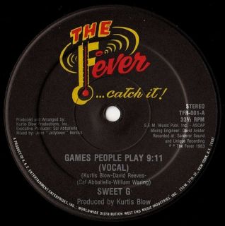 Sweet G Games People Play Fever Records Original Kurtis Blow