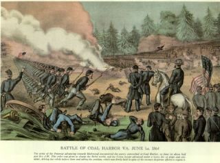 Old Print Civil War Battle Coal Harbor Virginia Union