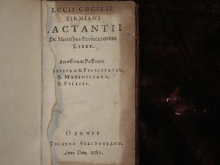 Lactantius Mortibus Persecutorum Liber Rome Christians RARE 1680 $400