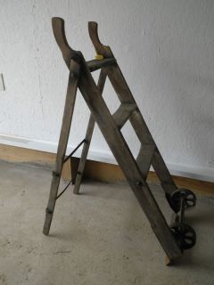 Antique Grain Dolly Cart Step Ladder