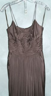 Oscar de la Renta Dress Chocolate Brown Silk Full Length Gown Ruching