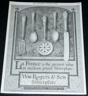 1921 Old Magazine Print Ad Rogers La France Silverplate Value