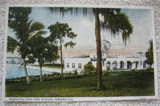 1930s Municipal Pier Lake Jackson Sebring FL Postcard