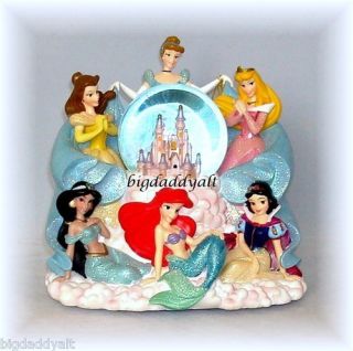 Princess Figurine Snowglobe Musical Water Globe Cinderella Belle Ariel