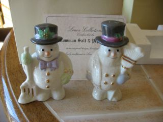 Lenox Collections Snowman Salt Pepper Set New in Box Bradford Exchange
