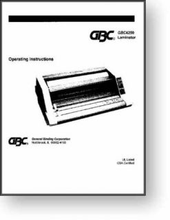 GBC 4250 425 426 Laminator Operators Parts Manual