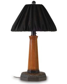 35 inch Table Lamp Black Sunbrella Shade Cherry Wood