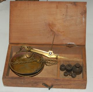Lampert Brass Balance Scale w Weights Germany Antique