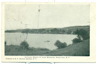 Hamilton NY Cottage Beach at Lake Moraine 1908
