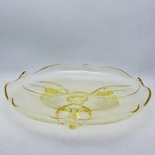 Lancaster Depression Glass Landrum 3 Footed Cake Canape Plate