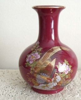 inch Maroon Golden Pheasant Flower Vase Mann