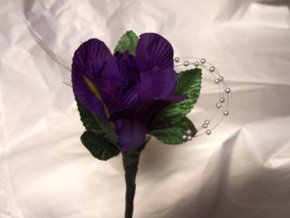 Wedding Supplies Mens Boutonniere Purple Iris Lapel Silk Flower