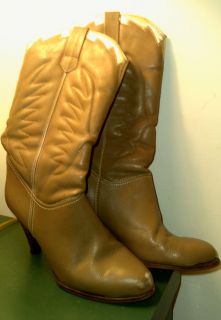 vintage 1960s Joseph LaRose Taupe & Gold Cowboy Boots Cowgirl Size 9