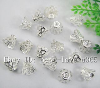 100pcs Silver Plated Cup Shaped Large Bead Caps 9x7mm BE946