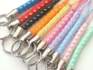 Lot of 100 Glitter Cell Phone Strap Lariats 10 Color A
