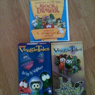 VHS VEGGIE TALES MOVIE LOT Larry Josh Big Wall Lesson From Sock Drawer