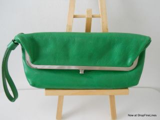 Latico Kelly Green Fold Over Leather Wristlet Clutch
