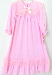 Laura Dare Pink Jersey Chiffon Ruffled Long Sleeve Night Gown 2 3 5 6