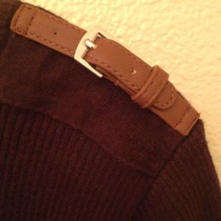 LAUREN by RALPH LAUREN 100 Cotton Brown Sweater Leather Straps Buckles