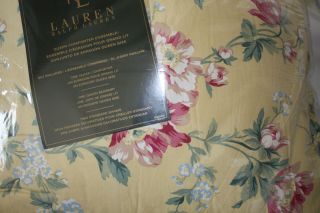 4P New Ralph Lauren Parsonage Lane Yellow Floral Queen Comforter Shams