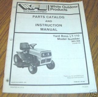 White Lt 110 Lawn Tractor Operators Parts Manual