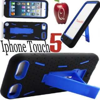 iPod Touch 5 GEN Hybrid IMPACT HARD SOFT SKIN BLACK CASE Cover BLUE