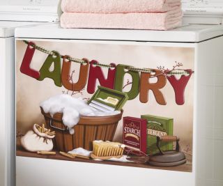 Laundry Room Decor Magnetic Washer Cover with Vintage Oldtime Laundry