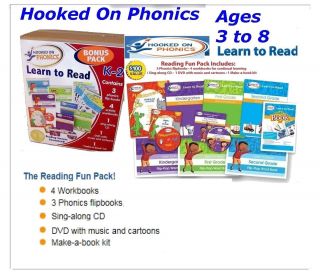 Hooked on Phonics Learn to Read Pre K 1st 2nd grade Fun Bonus Pack 100
