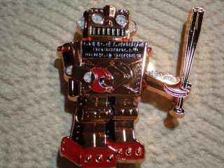 Little League Pin 3 1/2  COPPER METAL & RED ROBOT FROM WORLD SERIES
