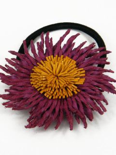 Leather Corn Flower Ponytail Holder Hair Tie Bow BJB4 B Purple