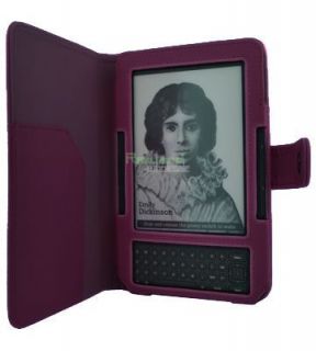 Purple Leather Case Cover for Reader  Kindle 3 3G