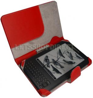  Kindle 3 Red Leather Sleeve Case Cover 3G WiFi