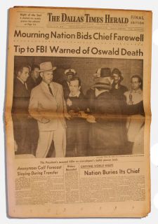 The Shooting of Lee Harvey Oswald 25 Nov 1963 Newspaper